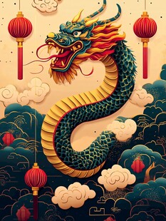 祥龙贺岁 喜庆国风插画