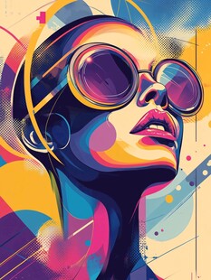 时尚炫彩墨镜女性头像