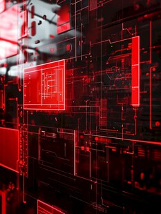 红色科技风数字电路背景