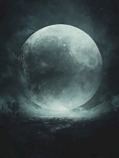 夜空中的巨大神秘满月