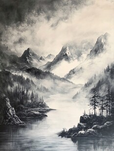 水墨山水间的静谧景致