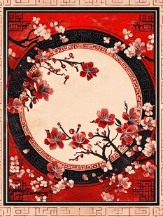 中式梅花图纹装饰画