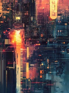 未来科技感的数字城市景观