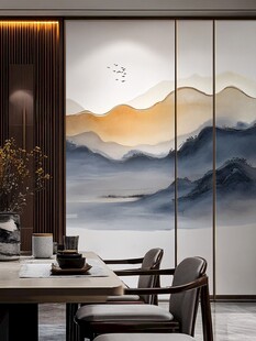 中式山水背景墙雅致空间