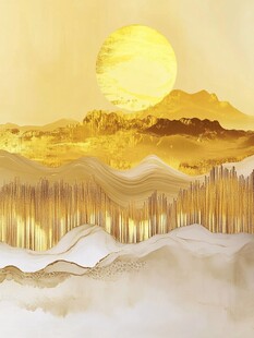 金色山川落日壮美景观