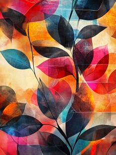 抽象多彩树叶艺术图案