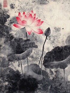 水墨荷花图