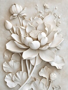 立体浮雕荷花艺术作品