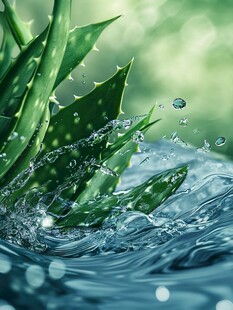 芦荟遇水溅起晶莹水花