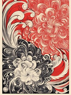 复古风花卉动感线条图案