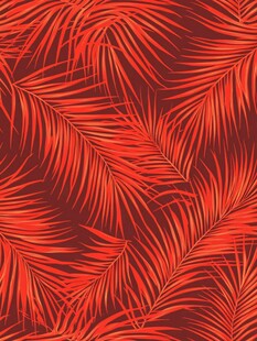 红色棕榈叶无缝图案背景