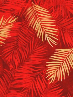 红色棕榈叶图案背景纹理