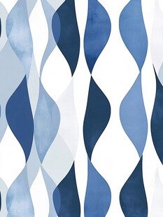 蓝白波浪纹抽象几何图案