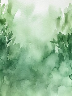 清新绿调水彩植物背景图