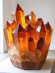 橙黄水晶簇 瑰丽自然结晶