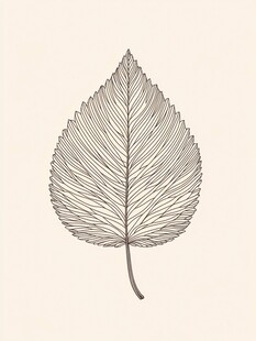 手绘叶脉图 简洁植物线条