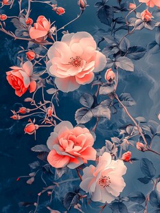 复古风绽放的柔美月季花