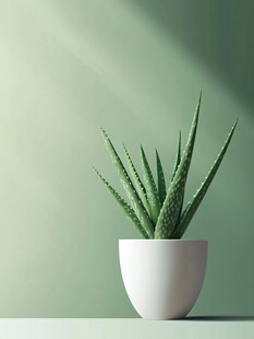 简约白盆中的翠绿芦荟