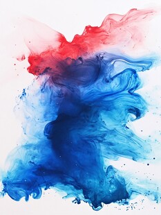 红蓝墨水交融艺术画面