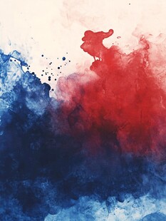 红蓝水彩交融抽象背景图