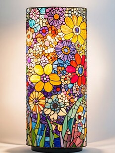 多彩花卉马赛克艺术台灯