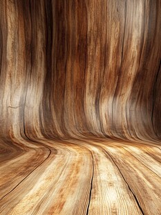 木质纹理的弧形地板背景