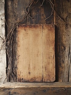 老旧木板与缠绕枯藤景象