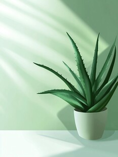 窗边芦荟盆栽清新小景