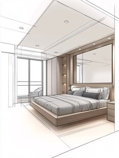 现代简约卧室室内设计草图