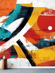 抽象艺术风多彩墙面装饰