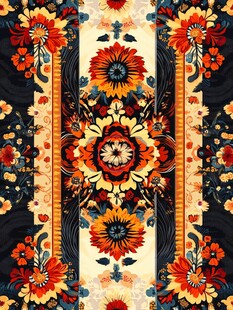 复古民族风花卉图案设计