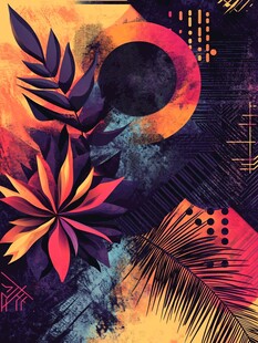 抽象植物几何潮流艺术画