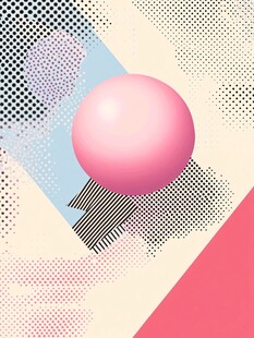 粉色球体几何抽象背景图