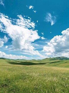 辽阔草原上的蓝天白云