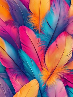 缤纷炫彩羽毛纹理图案