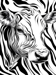 斑马纹风格的牛头图案