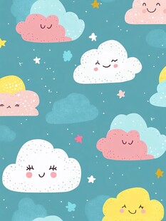 可爱云朵星星童趣图案