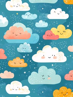 可爱云朵梦幻图案背景