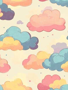 梦幻多彩云朵无缝背景图