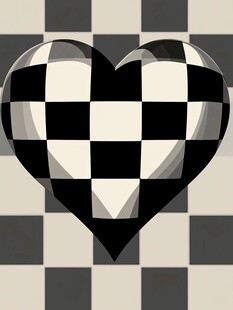 黑白格纹爱心图案设计