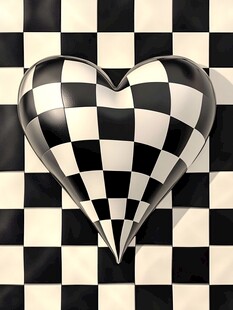 黑白格纹爱心图案设计