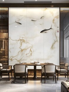 中式客厅 鱼纹岩板背景墙