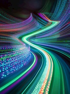 炫彩光线的动感数字隧道