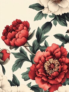 复古风牡丹花卉图案