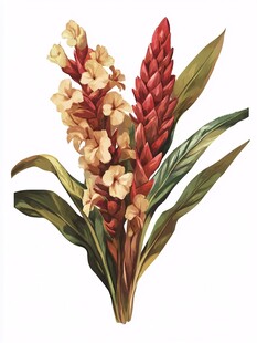 复古风手绘美丽花卉植物