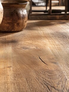 复古木地板与古朴陶罐