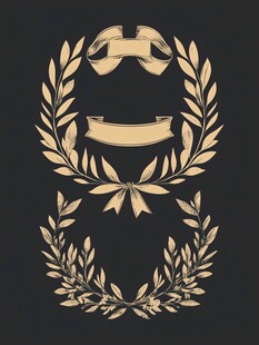 复古金色月桂叶装饰元素