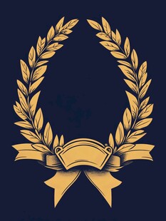 金色月桂叶荣誉徽章图案