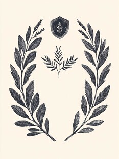 复古叶饰与盾牌图案设计