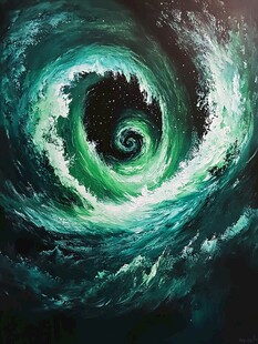 梦幻绿海漩涡艺术图景